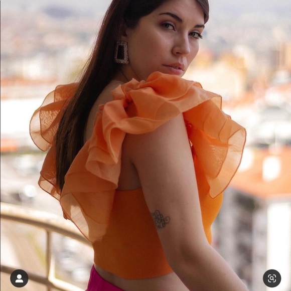 Zara organza orange top - Picture 2 of 7